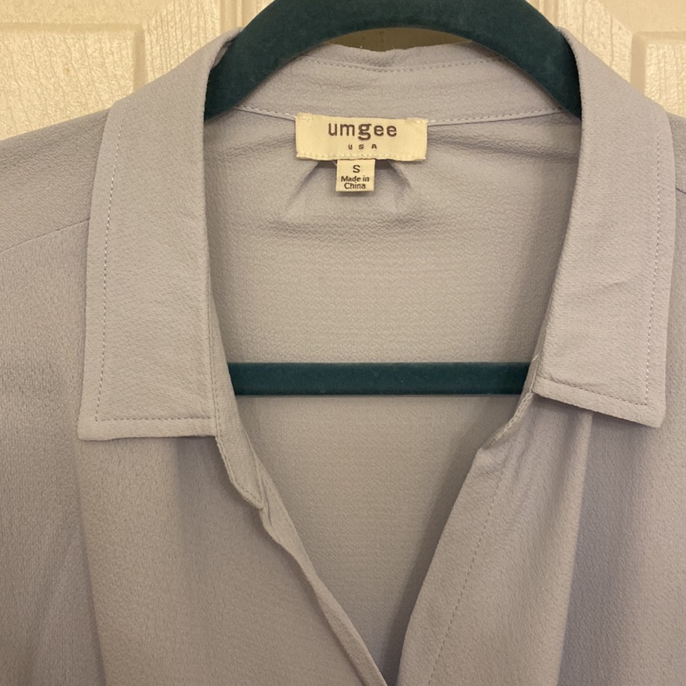 Umgee Collared Button Up Split Neck Surplice Top … - image 7